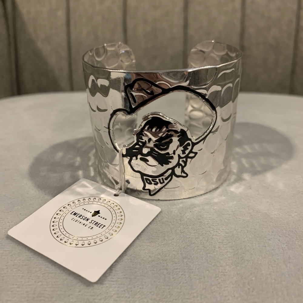 Pistol Pete (OSU) hammered silver cuff